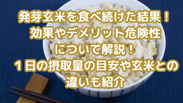 発芽玄米を食べ続けた結果！効果やデメリット危険性について解説！１日の摂取量の目安や玄米との違いも紹介